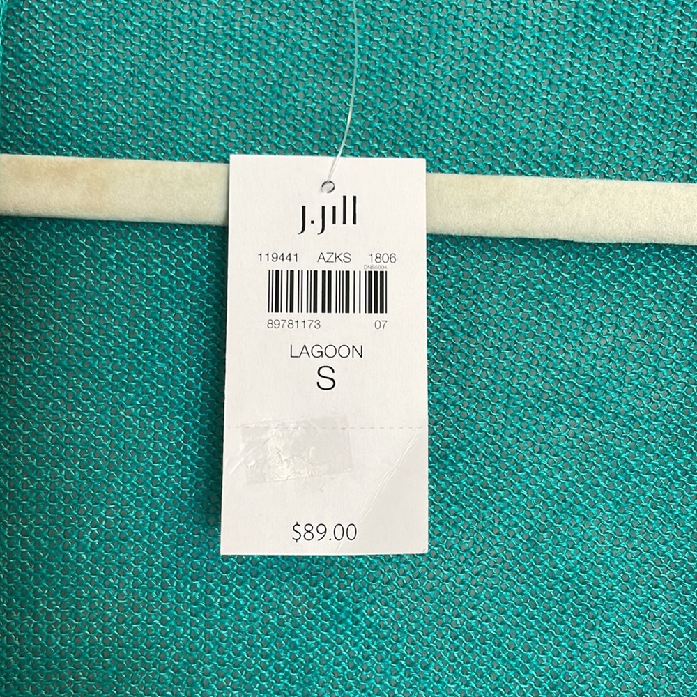 J. Jill linen blend long knit Cardigan sweater in color lagoon size small - Picture 5 of 8